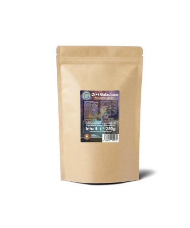 D-Galactose 250g of fine powder |Purity 99% |Mucus sugar |Recovery stand bag |Vegan gluten -free lactose -free fructose -free |High solubility |45-70% sweetness of sugar