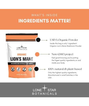 Lone Star Botanicals Lion s Mane Mushroom Extract Powder USDA Organic Vegan Non-GMO Brain Health Focus & Mood Support 105g Bulk Superfood 28 Servings - Buy Online on GoSupps.com