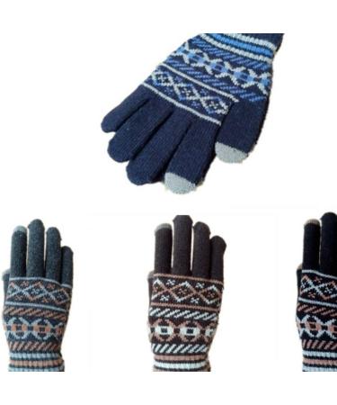 Healifty 1 pair Men's Warm Full Finger of Knitted Printed Yarn Grey Woolen Gloves - Buy Online on GoSupps.com