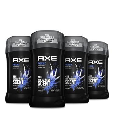 AXE Phoenix Deodorant 48H Odor Protection Crushed Mint & Rosemary Aluminum Free Deodorant for Men, 3 Ounce (Pack of 4)