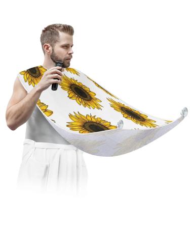 Beard Bib Apron Beard Bib Hair Catcher for Men Shaving and Trimming Non-Stick Waterproof Beard Cape Grooming Cloth Sunflowers Flowers Paint