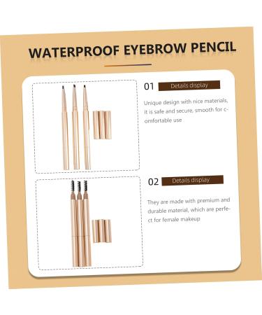 DRESSOOS 3pcs double ended eyebrow pencil waterproof eyebrow pen Eyebrow Pencil Dark Brown Makeup Accessories - Buy Online on GoSupps.com