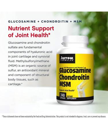 Jarrow Formulas Glucosamine Chondroitin MSM 240 Capsules - Joint Support & Mobility - Buy Online on GoSupps.com
