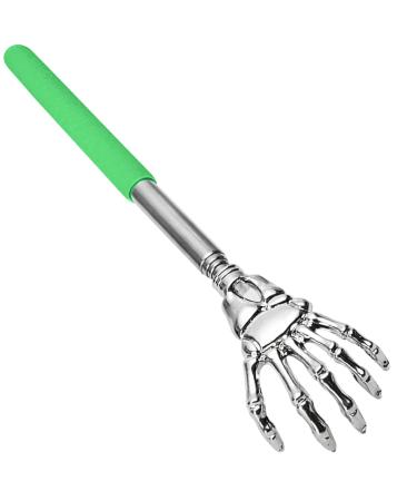 Retoo telescopic rod back scratch made of high-quality stainless steel up to 58.5 cm portable tangible handle telescopic back scratch for back scratching itching bone hand with stable handle (green)