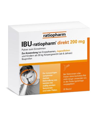 IBU ratiopharm directly 200 mg of powder: painkillers also suitable for young people and children from 6 years.Active ingredient ibuprofen 20 pieces