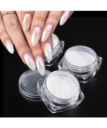 Buy White Pearl Chrome Nail Powder Set - 3pcs Mirror Effect Pearlescent Pigment for Stunning Nails - International Shipping Available - Buy Online on GoSupps.com