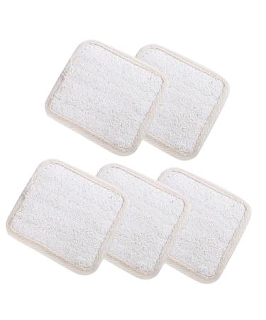 Healeved 5pcs Loofah Shower Rub Mini Exfoliating Pads Body Washing Scrubber Face Scrub Pads Luffa Brush Body Scrubber Facial Loofa Scrub Pad Sponge Shower Loofah The Face Makeup Remover Pad Beige