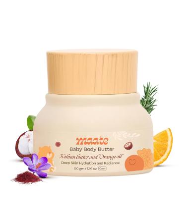 Maa_te Baby Body Butter (50 gm) | Enriched with Pure Kokum Butter Shea Butter Orange & Saffron Oil | Baby Cream For Face Skin & Body | Baby Body Butter For Kids 0-12 years | Baby Moisturizer Cream