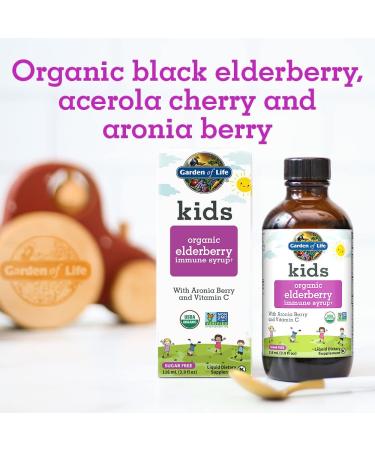 Garden of Life Kids Organic Elderberry Immune Syrup 3.9 fl oz | Boost Immunity Naturally - Buy Online on GoSupps.com