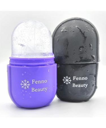 Fenno Beauty 2 Pack Ice Roller for Face & Eyes for Puffiness Relief Ice Face Roller Skin Care Eye Ice Pack Black & Purple Silicone