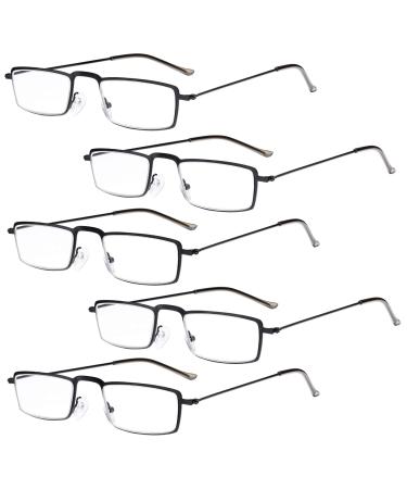 Eyekepper 5 Pieces Stainless Steel Frame Half-Eye Style Reading Glasses Reader +1.50 Black