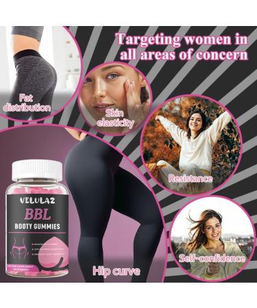 velulaz Booty Gummies for Women - BBL Gummies with Multivitamins and Herbal Extracts -Strawberry Flavor- 60 Count - Buy Online on GoSupps.com