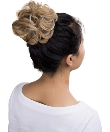 Women Messy Hair Scrunchy Scrunchie Bun Up Do Hair Piece Hair Ribbon Ponytail Hair Extensions Wavy Messy Sandy Blonde to Bleach Blonde - Buy Online on GoSupps.com