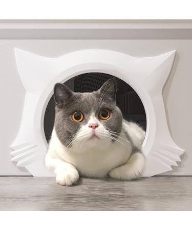InTrans cat Door Interior Door,Indoor Cat Door,Cute Kitty Door,Inside cat Door,pet Door for cat Hole pet Door for Cats up to 21 lbs (White)