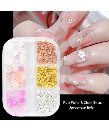 DIY Manicure Jewelry Acrylic Decor Crystal Caviar Beads Five Petal Flower Resin Candy Color Nail Rhinestones(D) - Buy Online on GoSupps.com