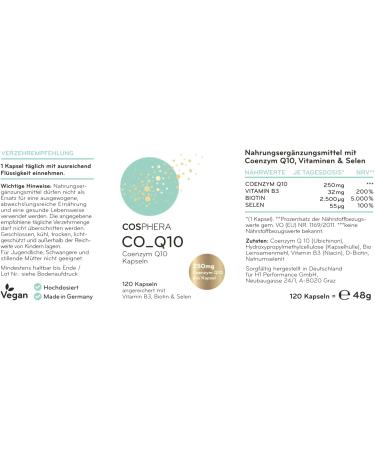 High-Dose Coenzyme Q10 250mg - 120 Vegan Capsules | Biotin & Niacin for Skin Health & Energy Metabolism - 4 Month Supply - Buy Online on GoSupps.com