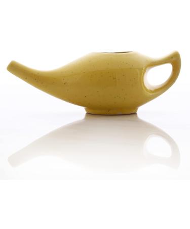 2activelife Porcelain Ceramic Neti Pot with Salt - 225ml Capacity - Crackle Yellow - Nasal Cleansing Sinus - Buy Online on GoSupps.com
