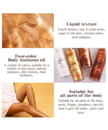 Liyalan Shimmer Body Oil Rose Gold Highlighter Illuminator 2.8 Fl Oz - #02 Rose Gold - Buy Online on GoSupps.com