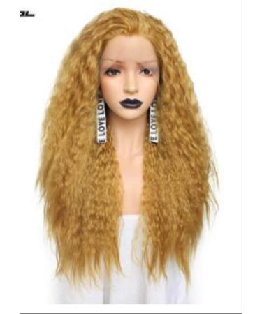 DIDADA wig Temperature Fiber Long Curly Red Pink Orange Yellow Blonde Mix Synthetic Lace Front Wig For Women 24inches Blonde