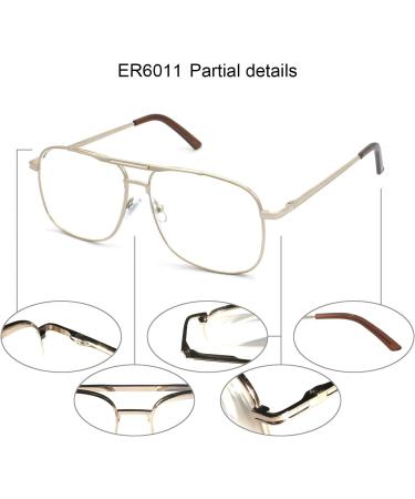 Shop Readers Metal Frame Square Aviator Style Geek Reading Glasses for Men - 3 Pack Gold 1.5 Diopters | International Shipping Available - Buy Online on GoSupps.com