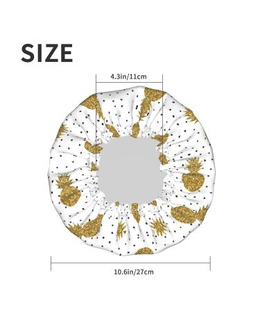 Gold Glitter Pineapple Printed Waterproof Shower Cap - One Size Fits All - For Women with All Hair Textures - Buy Online on GoSupps.com