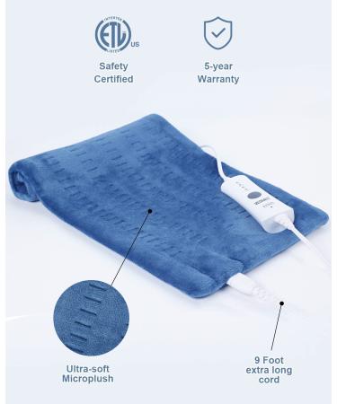 Heating Pad for Back Pain & Cramps 12x24 Inch - Electric Heat Pad for Neck & Shoulders - Auto Shut Off, Portable & Ultra Soft - 4 Temp Settings - Buy Online on GoSupps.com