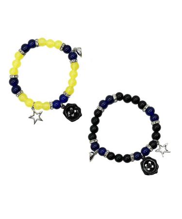 Oralgos adjustable magnetic heart wristband set for couples with pearls simple fashionable button and star trailer wrist chain acrylic