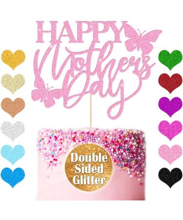 Mother's Day Cake Toppers Mothers Day Decoration 11 Colors Glitter Cake Topper Best Mom Cake Decoration Happy Mother Cake Toppers for Mother's Day Party Cake Decorations(Baby Pink) - Buy Online on GoSupps.com