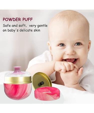 Qopoto Body Powder Puff and Container Set - Pink Gilding for Baby Women, Bath and Travel - Buy Online on GoSupps.com