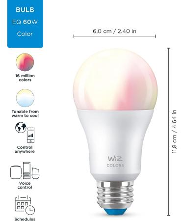 WiZ Connected 6-Pack Color 60W A19 Smart WiFi Light Bulb  16 Million Colors  Compatible with Alexa and Google Home Assistant  No Hub Required  6 Bulbs A19 Color 6 Count (Pack of 1) - Buy Online on GoSupps.com