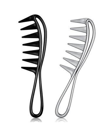 Fuyamp 2 Packs Wide Tooth Shark Combs Salon Large Teeth Shark Combs Curly Hair Salon Barber Comb Afro Comb Curl Comb Hairstyle Comb Salon Hairdressing Comb for Hair Styling Tool (Black+Grey) - Buy Online on GoSupps.com