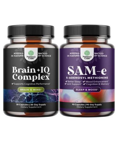 Bundle of Nootropic Memory Supplement for Brain Support - Vitamin B 12 Bacopa Monnieri Rhodiola Rosea DMAE Ginkgo Biloba and Pure SAM E Supplement 150mg - Nootropic Same 150mg Per Serving for Memory