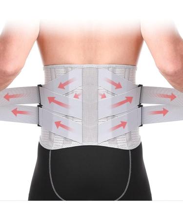 Adjustable Back Bandage for Pain Relief | Breathable Lordosis Belt for Sciatica & Waist Support | Men & Women | Medium Light Gray - Buy Online on GoSupps.com