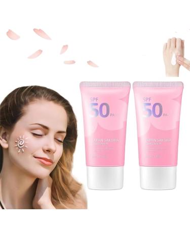 Sunscreen, Japan Sakura Sunscreen,Facial And Body Sunscreen,Sunblock Brightening, Perfect Uv Sunscreen Skin Care Cream, Breathable, Non-Greasy,For All Skin Types (2PCS)
