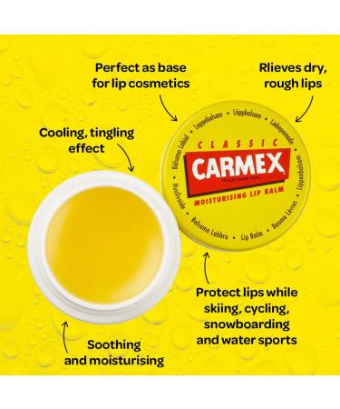 Carmex CLASSIC Moisturising Lip Balm 7.5g - For Dry and Chapped Lips - Buy Online on GoSupps.com