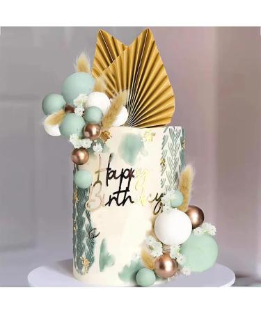 ccHuDE 20 Pcs Paper Palm Fan Cake Toppers Paper Leaf Cake Toppers Cute Cupcake Toppers Party Cake Insert Decoration for Wedding Birthday Party Gold - Buy Online on GoSupps.com