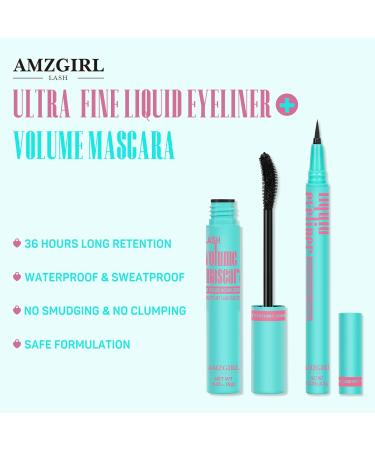 AMZGlRL Lash Mascara & Eyeliner Set - Waterproof Long Lasting Eye Makeup Kit for All Skin Types - Buy Online on GoSupps.com