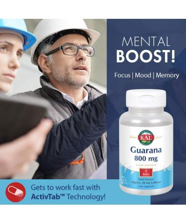 KAL Guarana 800 | 28mg Natural Caffeine | Healthy Energy & Focus Support | 120 Tablets - Buy Online on GoSupps.com