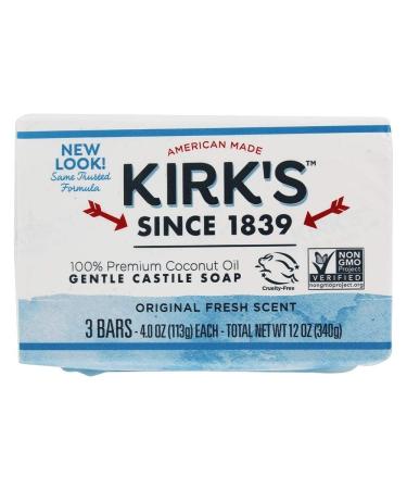 Kirk's Original Coco Castile Soap Fresh Scent 4 Ounces (6 Count) 4 Ounce (Pack of 6)