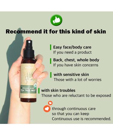 Organic Acne Tea Tree Mist - USDA Certified | TheAromaShop | Facial & Body Spray | Natural Ingredients | 3.38 fl. oz | Korea Atonanda - Buy Online on GoSupps.com