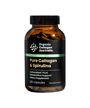 Organic Collagen Australia Pure Collagen & Spirulina Capsules Antioxidant-Rich Supplement for Skin Elasticity Joint Health Metabolism Support & Energy (120 Capsules)