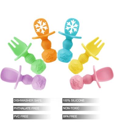 Pandaear 6 Pack Silicone Baby Cutlery Set | Baby Led Weaning Fork & Spoon | Perfect for 4 Months+ | Safe & Easy Dining Accessories - Buy Online on GoSupps.com