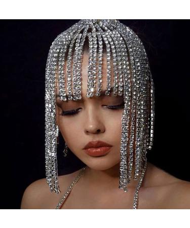 STONEFANS Tassel Rhinestone Cap Headpiece Flapper Crystal Head Chain Jewelry Belly Dance Wedding 1920s Hair Accessories for Women