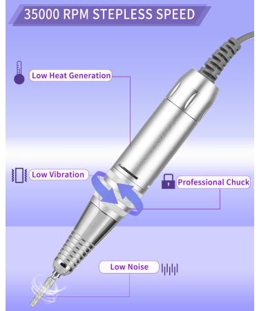 Electric Nail File & Milling Cutter for Gel Nails - 350000 RPM Adjustable Speed | Premium Nail Care Set - Buy Online on GoSupps.com