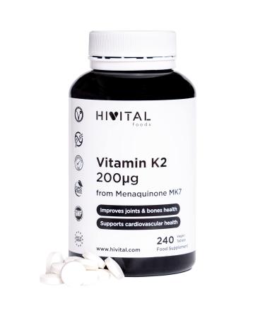 Vitamin K2 MK7 200 mcg. 240 Vegan Vitamin K Tablets for 8 Months. 200 mcg Vitamin K2 Menaquinone MK-7 for Am