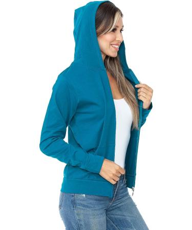 AH JOEAH Women's Hoodie Jacket - Teal Large | Full Zip Up Slim Fit Activewear Sweatshirt - Buy Online on GoSupps.com