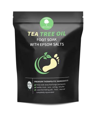 Tea Tree Oil Foot Soak with Epsom Salt - Foot Care Toenail Repair  Soothing Athletes Foot  Foot Spa Salts Soften Calluses  Foot Odor Itching - 16oz
