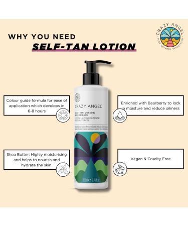 Crazy Angel Vegan Self-Tan Lotion (Medium/Dark Tan). Made in UK. 200ml. - Buy Online on GoSupps.com