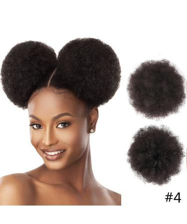 Inch High Afro Puff Synthetic Hair Bun | Kinky Curly Clip-In Extensions | Drawstring Ponytail for Women - #4 (2 Pcs) - Buy Online on GoSupps.com