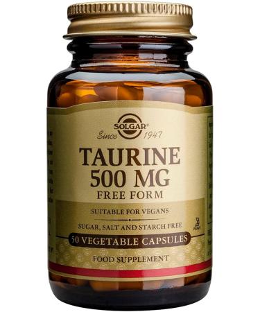 Solgar Taurine 500 mg Vegetable Capsules - Pack of 50 - Free from Sugar Salt and Starch - Essential Amino Acid - Vegan and Gluten Free Gold - Buy Online on GoSupps.com